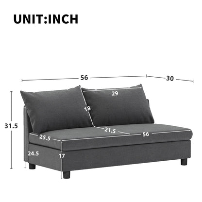 Modular Piece--Loveseat, Part Of Sectional Sofa,Chenille,Minimalist Style,2 Colors,Not For Separate Use