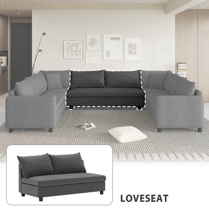 Modular Piece--Loveseat, Part Of Sectional Sofa,Chenille,Minimalist Style,2 Colors,Not For Separate Use