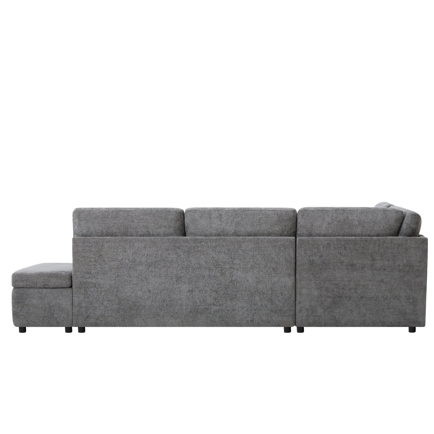 Modular Pull-Out Sectional Sofa Bed with Adjustable Charging Armrest and Storage Ottoman for Living Room Apartment