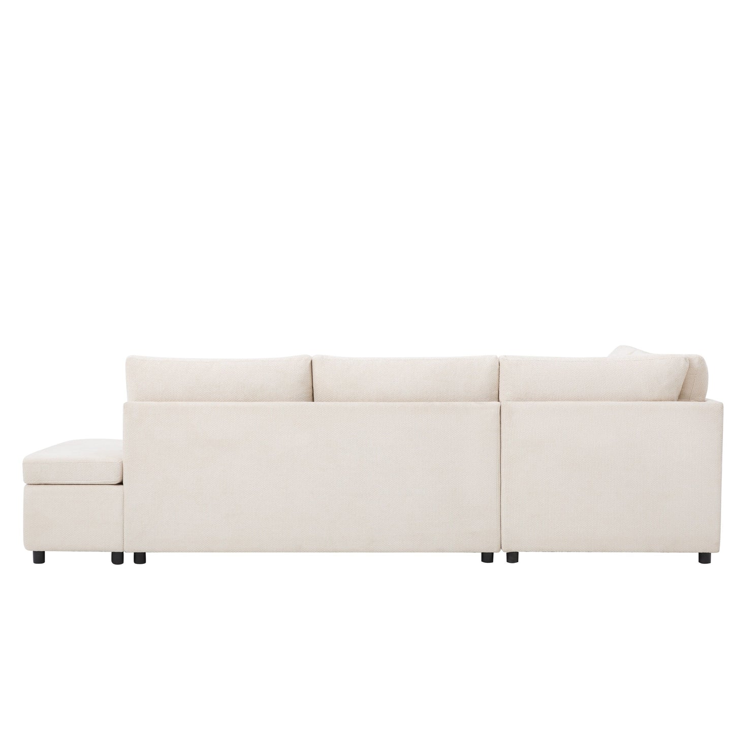 Modular Pull-Out Sectional Sofa Bed with Adjustable Charging Armrest and Storage Ottoman for Living Room Apartment