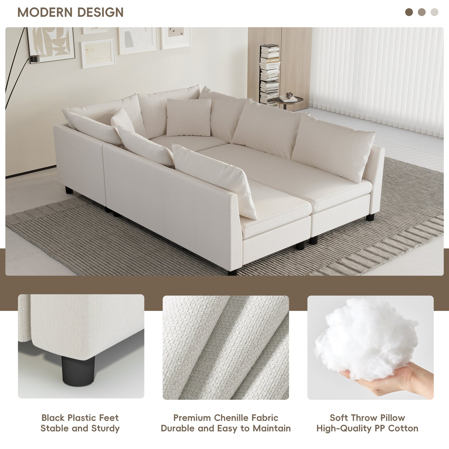 Modular Sectional Sofa Bed,Chenille Couch Set With Pillows,Free Combination,Convertible Sofa