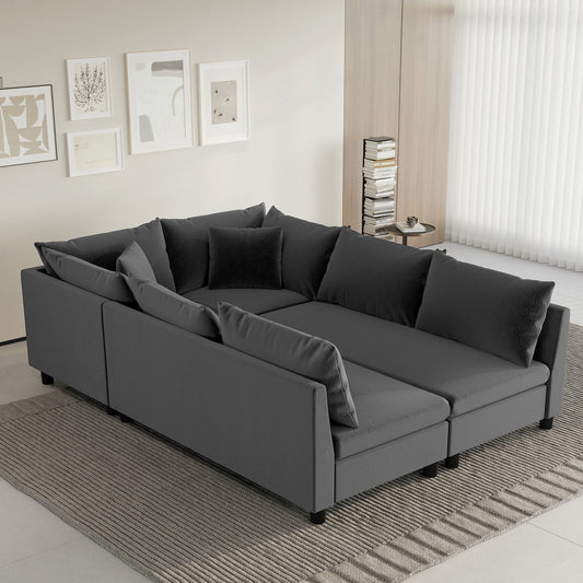 Modular Sectional Sofa Bed,Chenille Couch Set With Pillows,Free Combination,Convertible Sofa