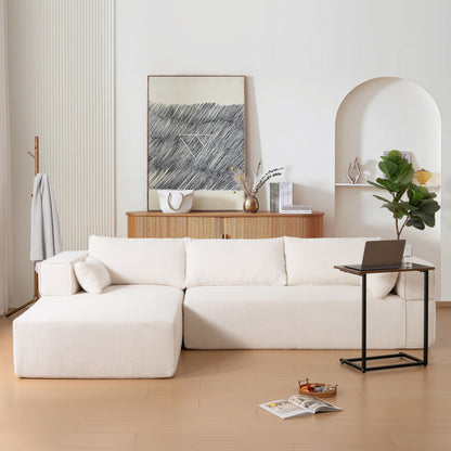 Modular Sectional Sofa With Free Side Table,Wide Seat,Fully Compressed,Wrinkle-Resistant Boucle Fabric Couch With Chaise