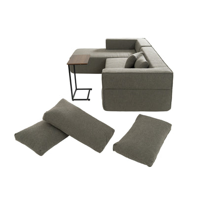 Modular Sectional Sofa With Free Side Table,Wide Seat,Fully Compressed,Wrinkle-Resistant Boucle Fabric Couch With Chaise