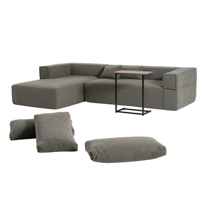 Modular Sectional Sofa With Free Side Table,Wide Seat,Fully Compressed,Wrinkle-Resistant Boucle Fabric Couch With Chaise