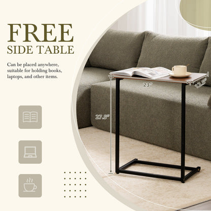 Modular Sectional Sofa With Free Side Table,Wide Seat,Fully Compressed,Wrinkle-Resistant Boucle Fabric Couch With Chaise