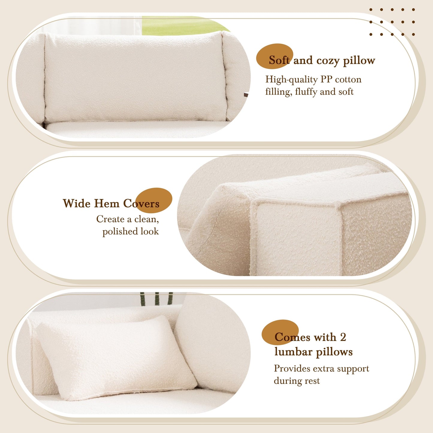 Modular Sectional Sofa With Free Side Table,Wide Seat,Fully Compressed,Wrinkle-Resistant Boucle Fabric Couch With Chaise