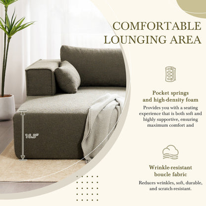 Modular Sectional Sofa With Free Side Table,Wide Seat,Fully Compressed,Wrinkle-Resistant Boucle Fabric Couch With Chaise
