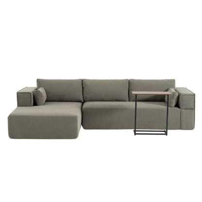 Modular Sectional Sofa With Free Side Table,Wide Seat,Fully Compressed,Wrinkle-Resistant Boucle Fabric Couch With Chaise