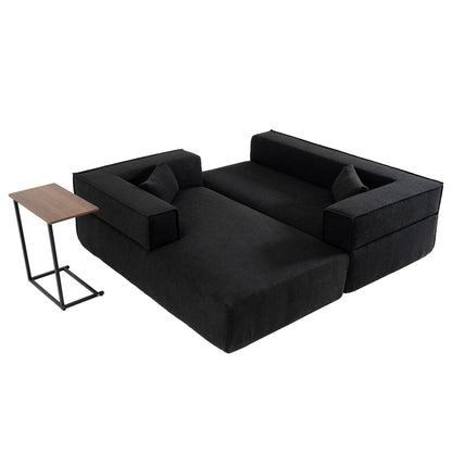 Modular Sectional Sofa With Free Side Table,Wide Seat,Fully Compressed,Wrinkle-Resistant Boucle Fabric Couch With Chaise