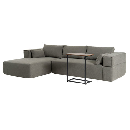 Modular Sectional Sofa With Free Side Table,Wide Seat,Fully Compressed,Wrinkle-Resistant Boucle Fabric Couch With Chaise