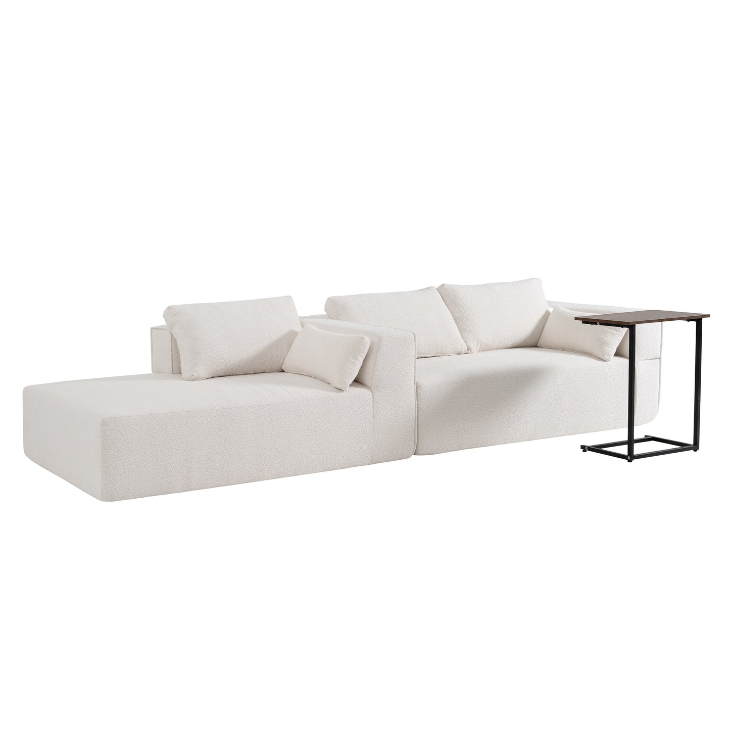 Modular Sectional Sofa With Free Side Table,Wide Seat,Fully Compressed,Wrinkle-Resistant Boucle Fabric Couch With Chaise