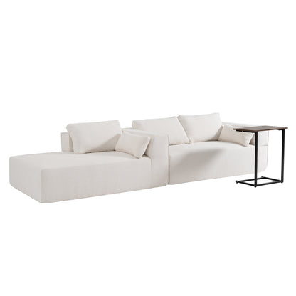 Modular Sectional Sofa With Free Side Table,Wide Seat,Fully Compressed,Wrinkle-Resistant Boucle Fabric Couch With Chaise