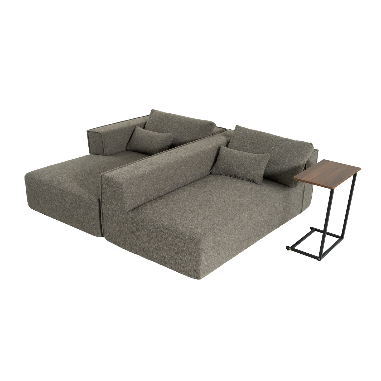 Modular Sectional Sofa With Free Side Table,Wide Seat,Fully Compressed,Wrinkle-Resistant Boucle Fabric Couch With Chaise