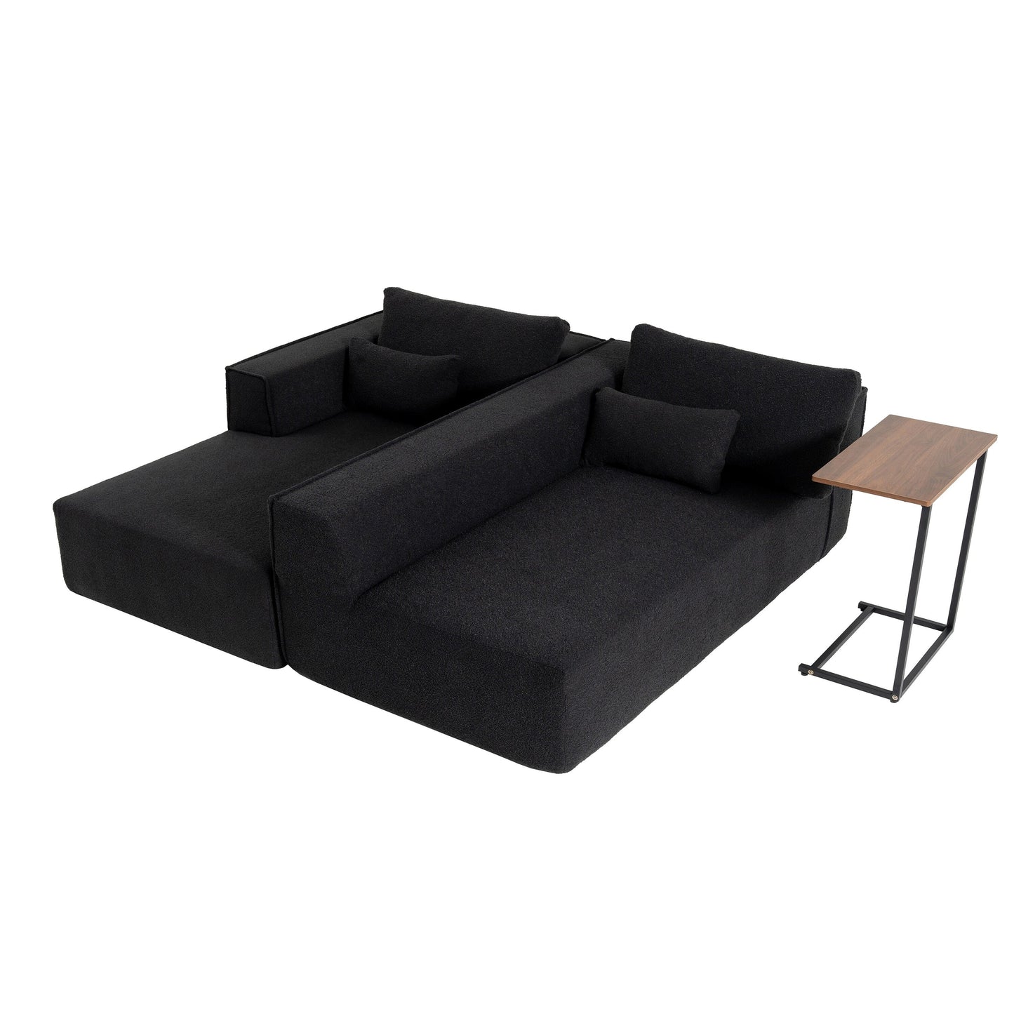 Modular Sectional Sofa With Free Side Table,Wide Seat,Fully Compressed,Wrinkle-Resistant Boucle Fabric Couch With Chaise