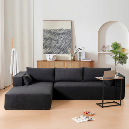 Modular Sectional Sofa With Free Side Table,Wide Seat,Fully Compressed,Wrinkle-Resistant Boucle Fabric Couch With Chaise