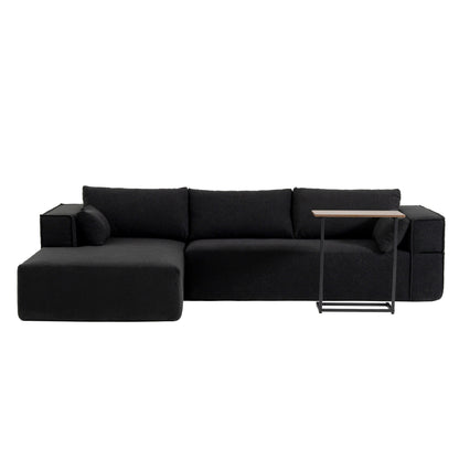 Modular Sectional Sofa With Free Side Table,Wide Seat,Fully Compressed,Wrinkle-Resistant Boucle Fabric Couch With Chaise