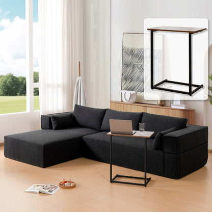 Modular Sectional Sofa With Free Side Table,Wide Seat,Fully Compressed,Wrinkle-Resistant Boucle Fabric Couch With Chaise