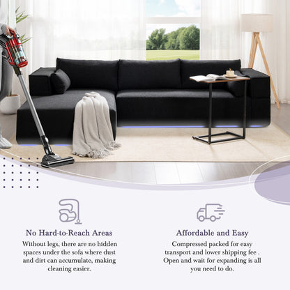 Modular Sectional Sofa With Free Side Table,Wide Seat,Fully Compressed,Wrinkle-Resistant Boucle Fabric Couch With Chaise
