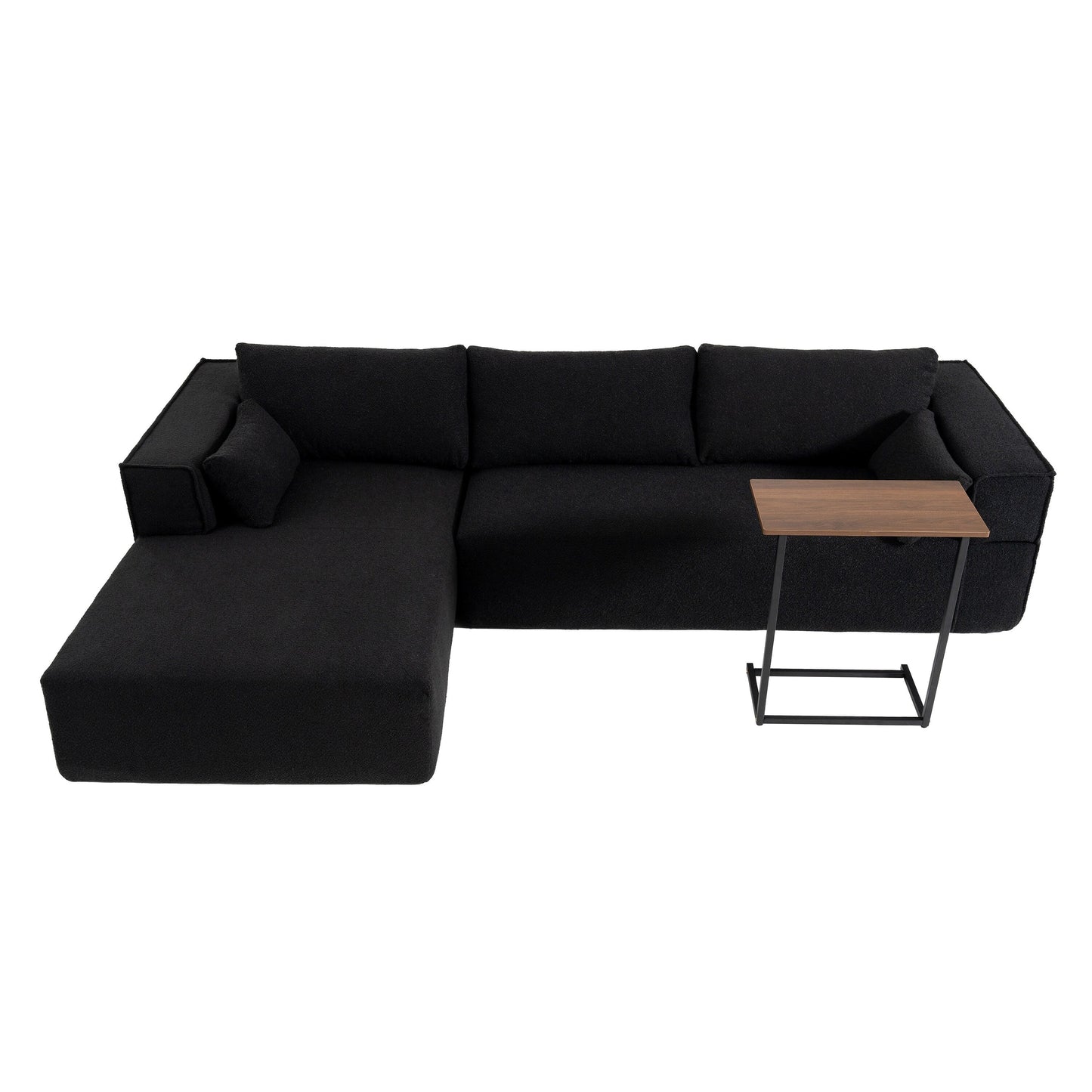 Modular Sectional Sofa With Free Side Table,Wide Seat,Fully Compressed,Wrinkle-Resistant Boucle Fabric Couch With Chaise