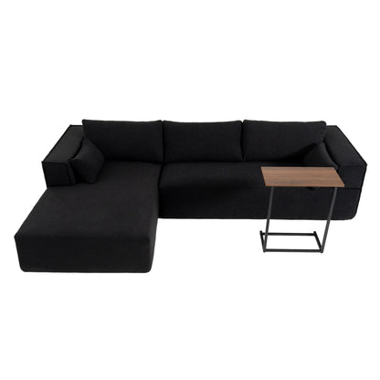 Modular Sectional Sofa With Free Side Table,Wide Seat,Fully Compressed,Wrinkle-Resistant Boucle Fabric Couch With Chaise