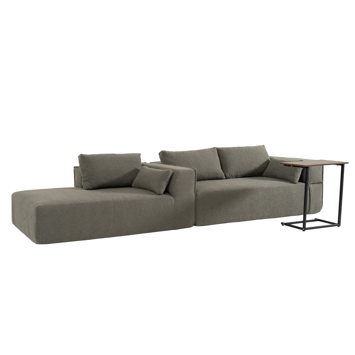 Modular Sectional Sofa With Free Side Table,Wide Seat,Fully Compressed,Wrinkle-Resistant Boucle Fabric Couch With Chaise