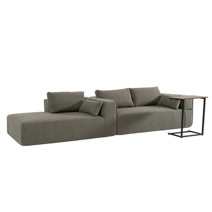 Modular Sectional Sofa With Free Side Table,Wide Seat,Fully Compressed,Wrinkle-Resistant Boucle Fabric Couch With Chaise