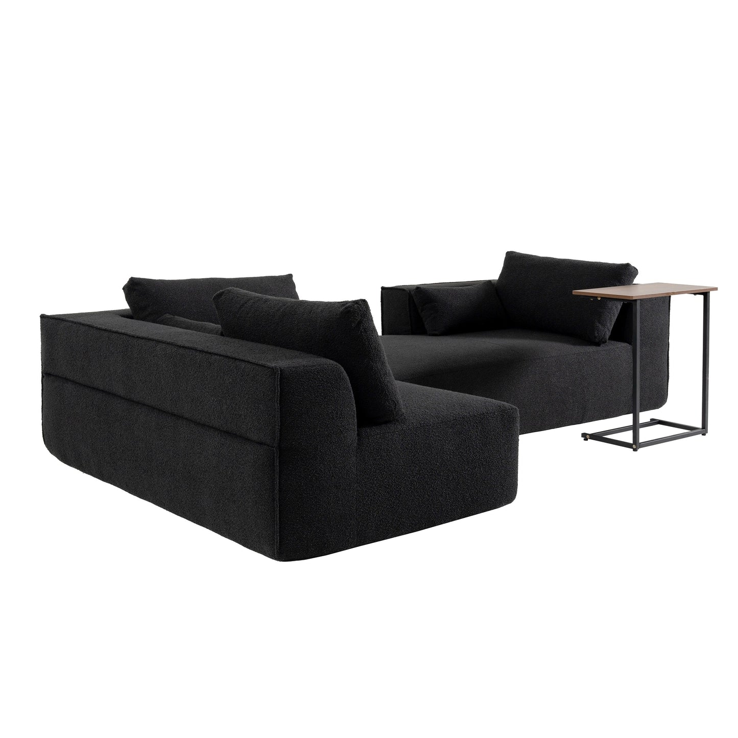 Modular Sectional Sofa With Free Side Table,Wide Seat,Fully Compressed,Wrinkle-Resistant Boucle Fabric Couch With Chaise