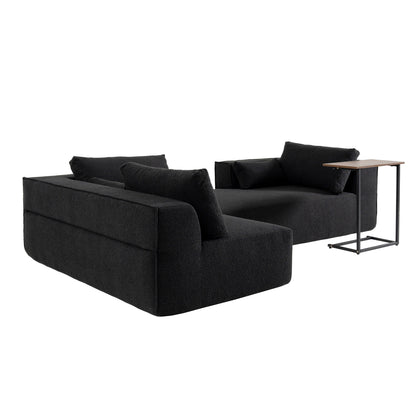 Modular Sectional Sofa With Free Side Table,Wide Seat,Fully Compressed,Wrinkle-Resistant Boucle Fabric Couch With Chaise