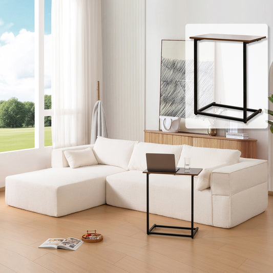 Modular Sectional Sofa With Free Side Table,Wide Seat,Fully Compressed,Wrinkle-Resistant Boucle Fabric Couch With Chaise