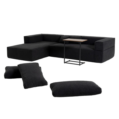 Modular Sectional Sofa With Free Side Table,Wide Seat,Fully Compressed,Wrinkle-Resistant Boucle Fabric Couch With Chaise