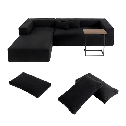 Modular Sectional Sofa With Free Side Table,Wide Seat,Fully Compressed,Wrinkle-Resistant Boucle Fabric Couch With Chaise