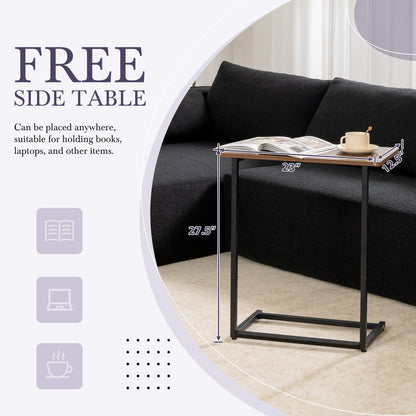 Modular Sectional Sofa With Free Side Table,Wide Seat,Fully Compressed,Wrinkle-Resistant Boucle Fabric Couch With Chaise