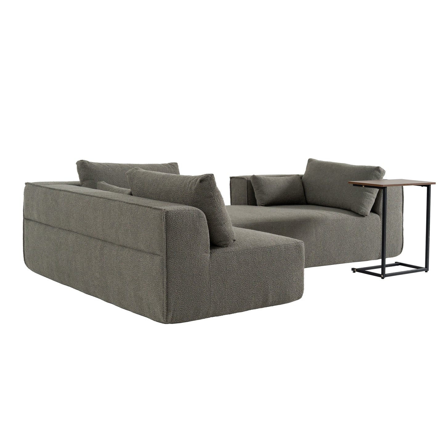Modular Sectional Sofa With Free Side Table,Wide Seat,Fully Compressed,Wrinkle-Resistant Boucle Fabric Couch With Chaise