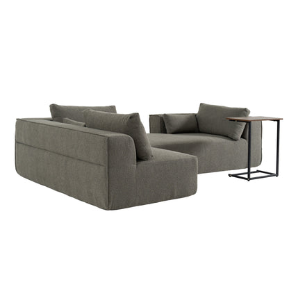 Modular Sectional Sofa With Free Side Table,Wide Seat,Fully Compressed,Wrinkle-Resistant Boucle Fabric Couch With Chaise