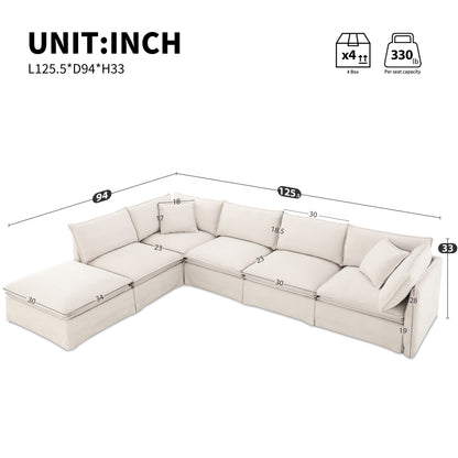 Modular Sectional Sofa With Movable Ottoman,L Pholstered Indoor Furniture, Wide Seat ,Free Combination, Chenille Sofa