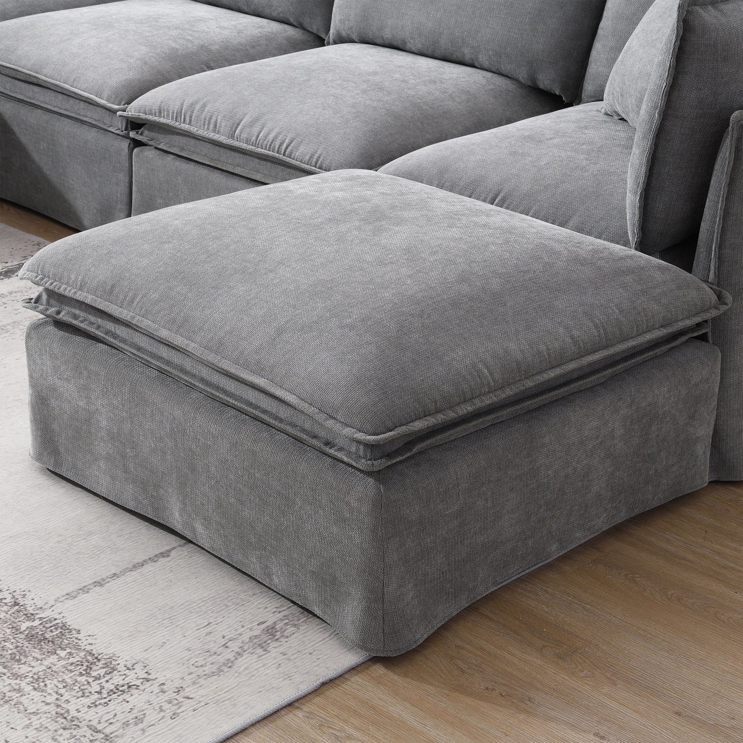 Modular Sectional Sofa With Movable Ottoman,L Pholstered Indoor Furniture, Wide Seat ,Free Combination, Chenille Sofa