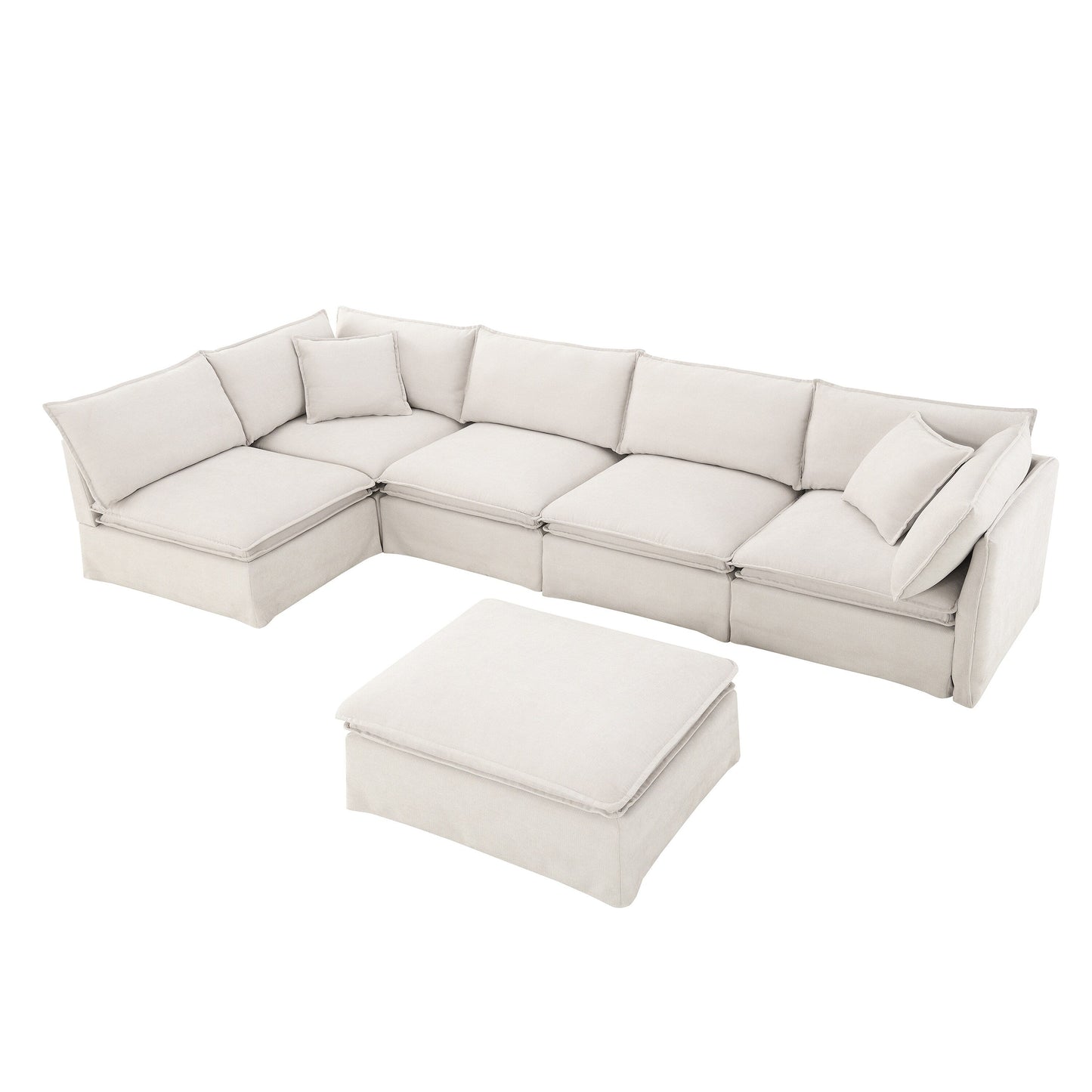 Modular Sectional Sofa With Movable Ottoman,L Pholstered Indoor Furniture, Wide Seat ,Free Combination, Chenille Sofa