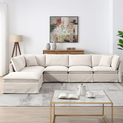 Modular Sectional Sofa With Movable Ottoman,L Pholstered Indoor Furniture, Wide Seat ,Free Combination, Chenille Sofa