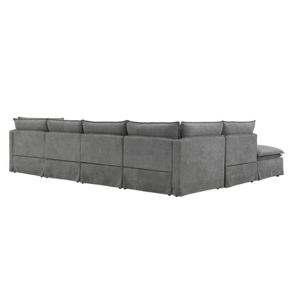 Modular Sectional Sofa With Movable Ottoman,L Pholstered Indoor Furniture, Wide Seat ,Free Combination, Chenille Sofa
