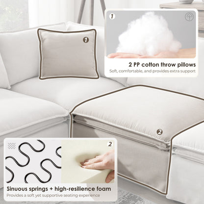 Modular Sectional Sofa With Movable Ottoman,L Pholstered Indoor Furniture, Wide Seat ,Free Combination, Chenille Sofa