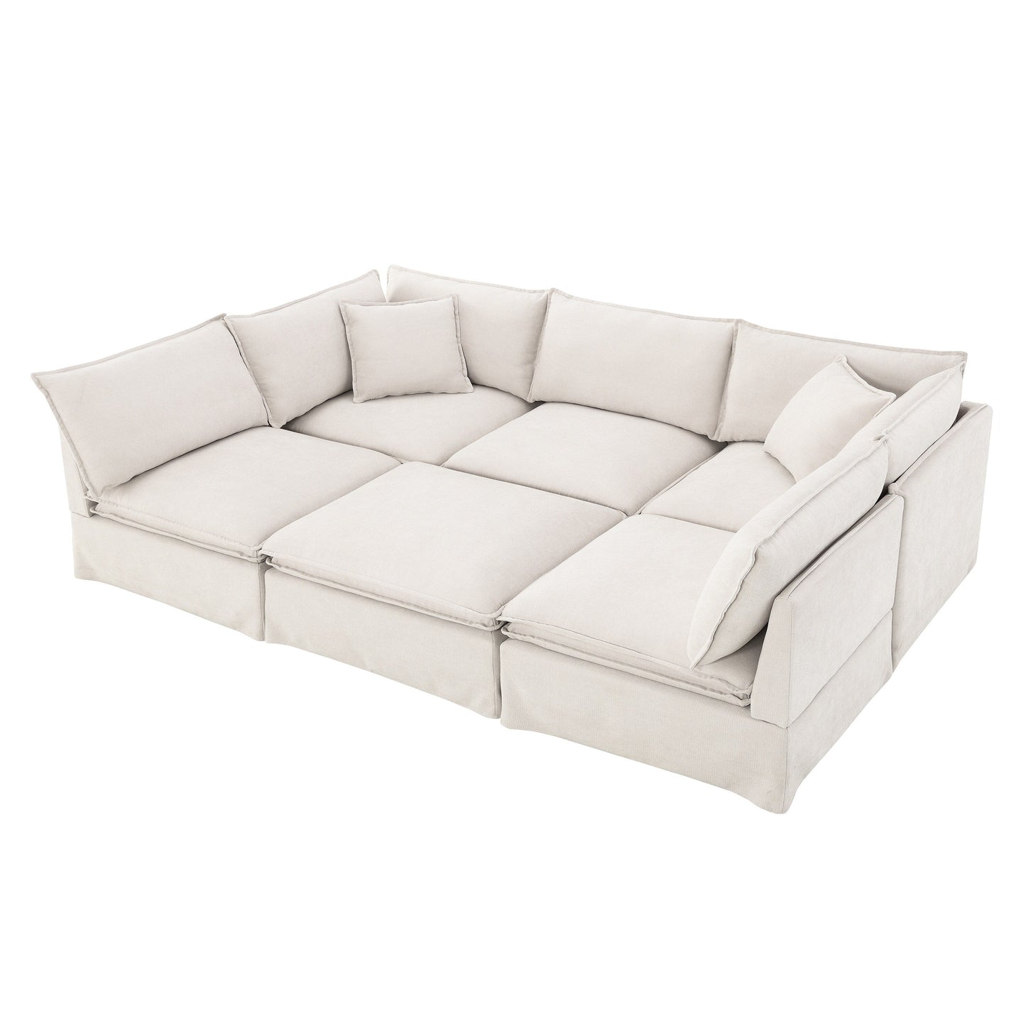 Modular Sectional Sofa With Movable Ottoman,L Pholstered Indoor Furniture, Wide Seat ,Free Combination, Chenille Sofa