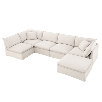 Modular Sectional Sofa With Movable Ottoman,L Pholstered Indoor Furniture, Wide Seat ,Free Combination, Chenille Sofa