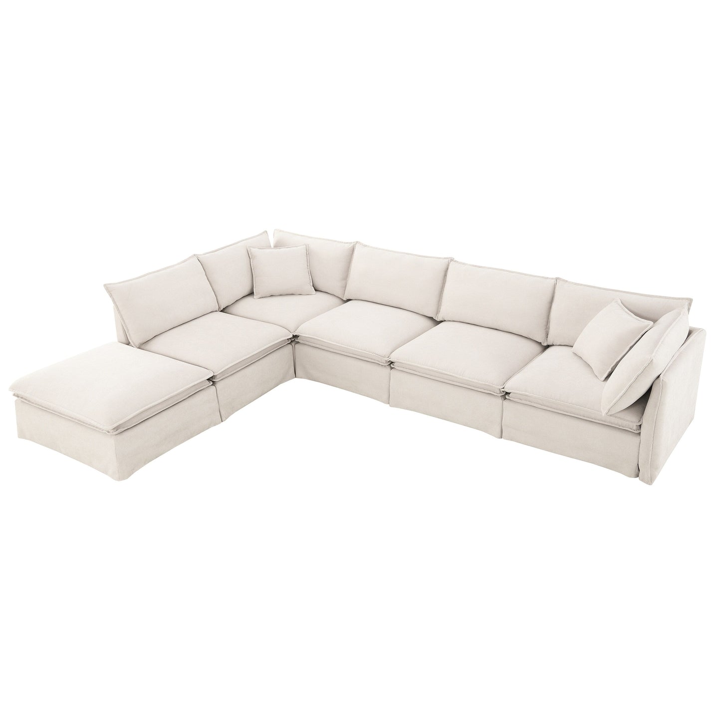 Modular Sectional Sofa With Movable Ottoman,L Pholstered Indoor Furniture, Wide Seat ,Free Combination, Chenille Sofa