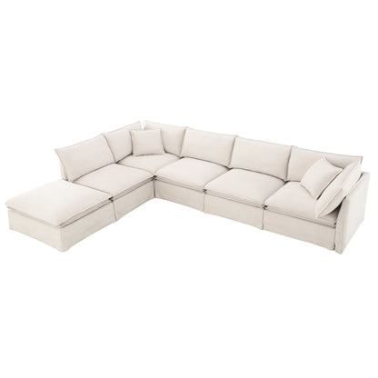 Modular Sectional Sofa With Movable Ottoman,L Pholstered Indoor Furniture, Wide Seat ,Free Combination, Chenille Sofa