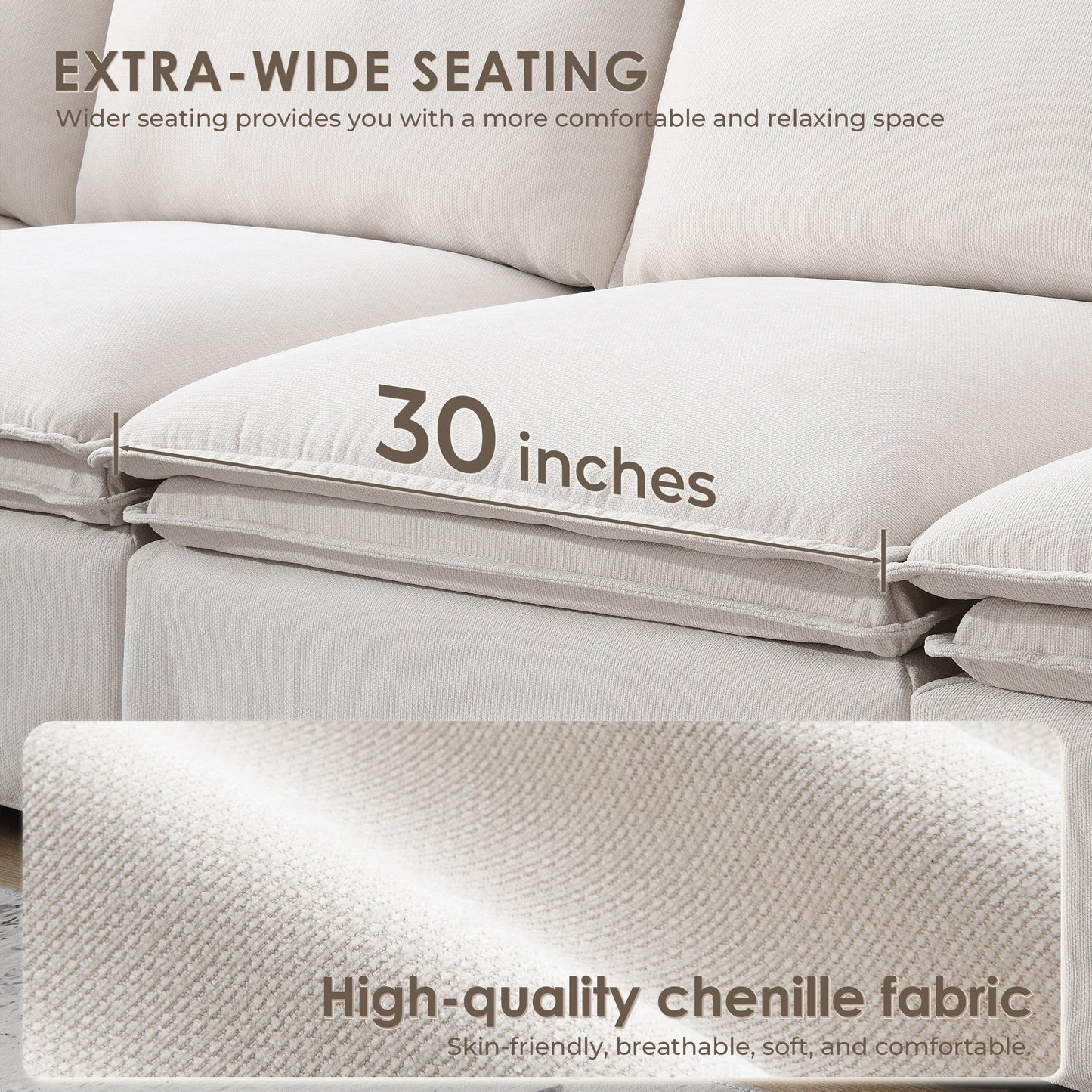 Modular Sectional Sofa With Movable Ottoman,L Pholstered Indoor Furniture, Wide Seat ,Free Combination, Chenille Sofa