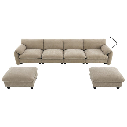 Modular Sectional Sofa, U-Shape With Extra-Wide Seat Cushion, Usb And Type-C Charger, Phone Holder And 2 Side Storage Pockets