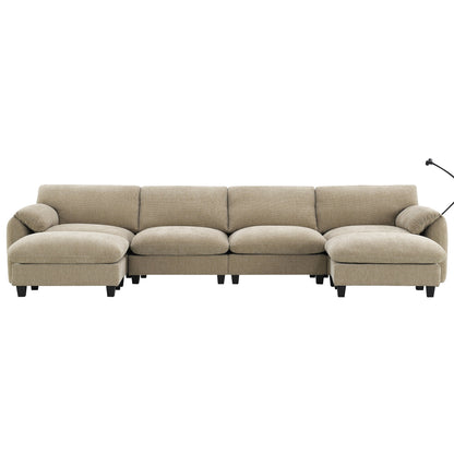 Modular Sectional Sofa, U-Shape With Extra-Wide Seat Cushion, Usb And Type-C Charger, Phone Holder And 2 Side Storage Pockets