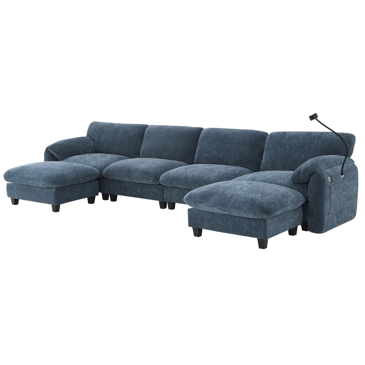 Modular Sectional Sofa, U-Shape With Extra-Wide Seat Cushion, Usb And Type-C Charger, Phone Holder And 2 Side Storage Pockets