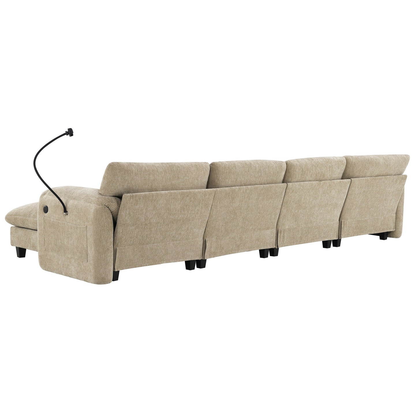 Modular Sectional Sofa, U-Shape With Extra-Wide Seat Cushion, Usb And Type-C Charger, Phone Holder And 2 Side Storage Pockets